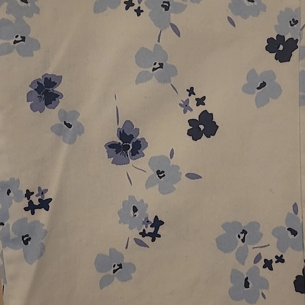NWOT Khakis by GAP White with Blue Floral Print Pants with Pockets - Picture 5 of 13